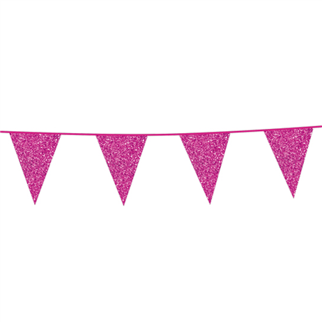 6 m. Vimpler med glitter fuchsia flag