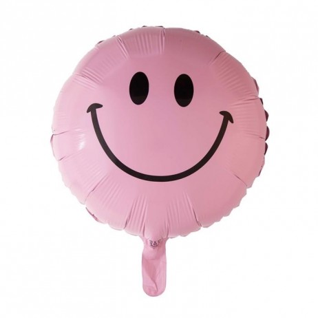 Smiley lyserød folieballoner 18"