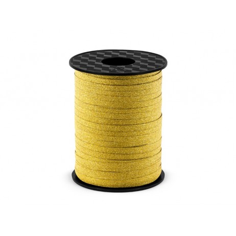 Plastic ribbon, gold, 5mm/225m