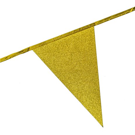 6 m. Vimpler med glitter guld XL flag