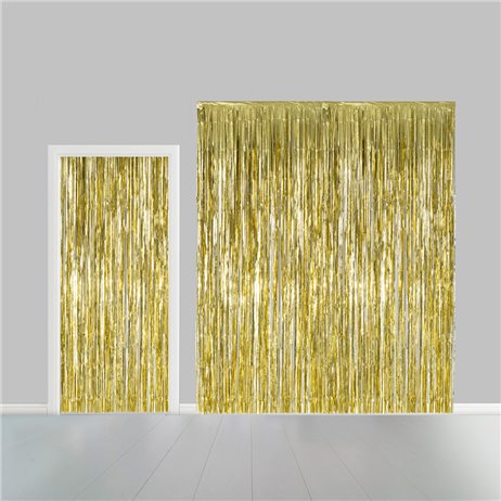 Guld lametta - dørforhæng - 100x240cm