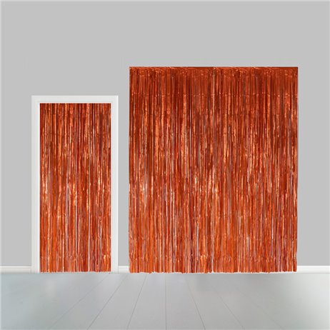 Orange lametta - dørforhæng - 100x240cm