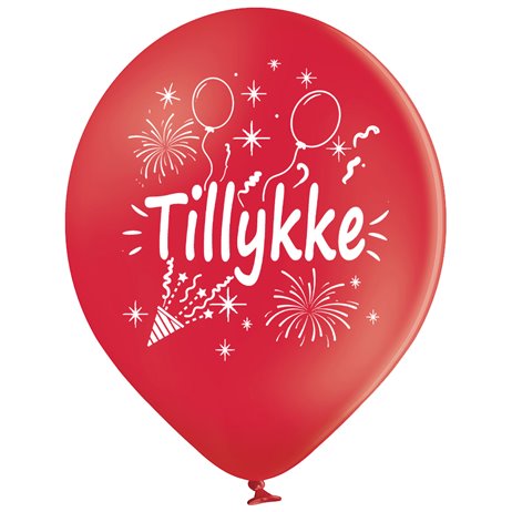 10 stk. Tillykke røde balloner