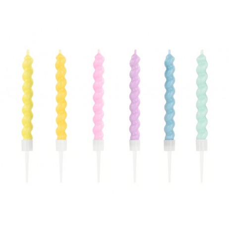 Birthday candles curl, 8.5 cm, mix (1 pkt / 6 pc.)