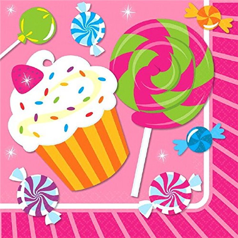 16 stk. Candy Cupcake servietter 