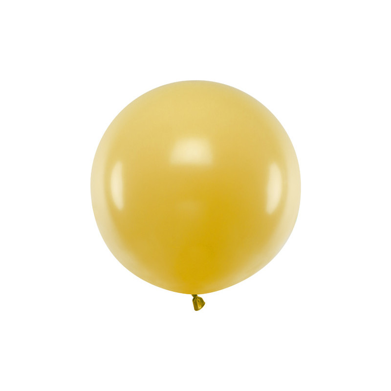 1 Stk. - 60 cm Rund Festballon i Elegant Metallic Guld Farve