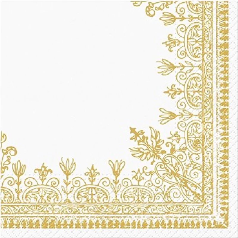 20 stk. Ornamental Frame Gold frokostservietter - Perfekte til Alle Festlige Lejligheder