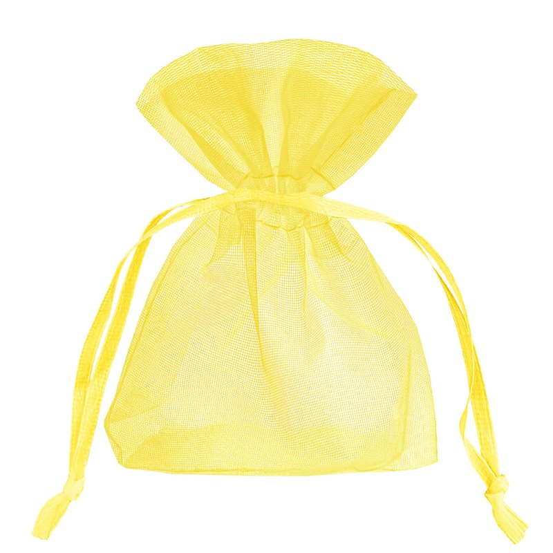 10 stk. XL Luksuriøse Organza- og Chiffonposer i Gul 10x15 cm - Perfekt til Festdekorationer