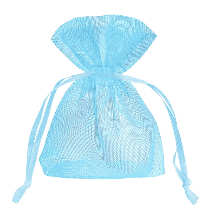 10 stk. XL Luksuriøse Organza- og Chiffonposer i Lyseblå 10x15 cm - Perfekt til Festdekorationer