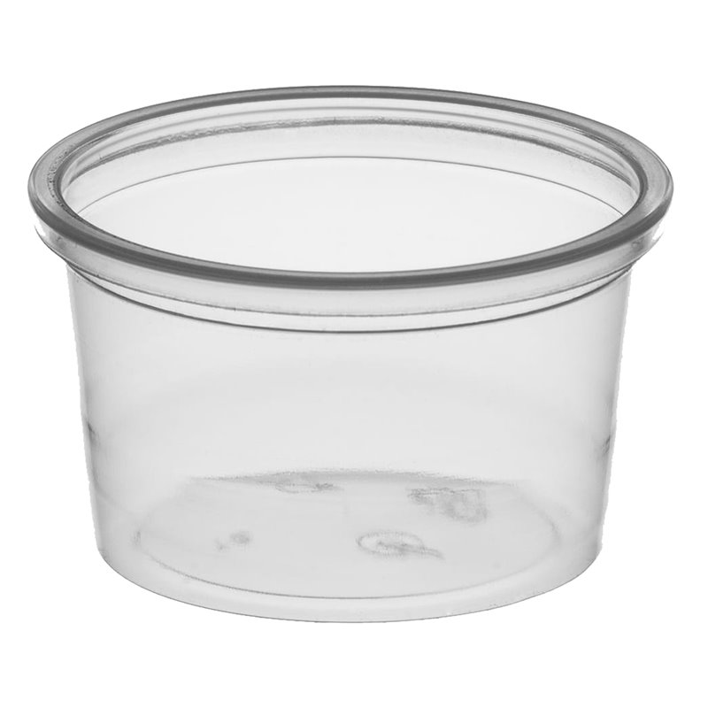 100 stk. Portionsbæger - Dressingbæger Transparent 50 ml. Ø65 mm - Genbrugelige