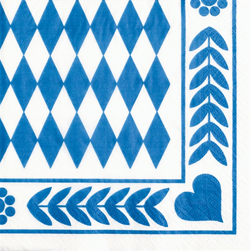 20 stk. Oktoberfest 3 lags frokostservietter - Bavarian blue 33x33cm