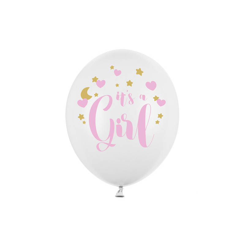 50 stk. Balloons 30cm, It's a Girl, Pastel Pure White (1 pkt / 50 pc.)"