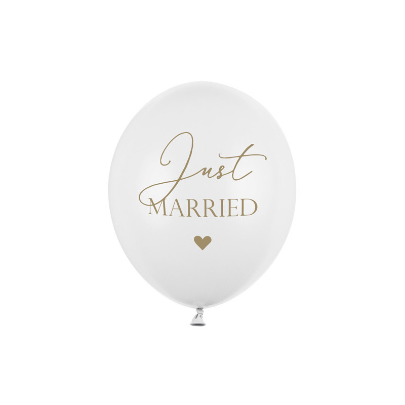 6 stk. Balloons 30cm, Just Married, Pastel Pure White (1 pkt / 6 pc.)"