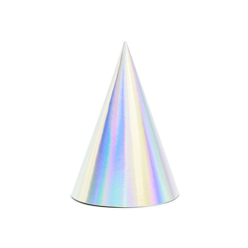 6 stk. Iridescent partyhatte