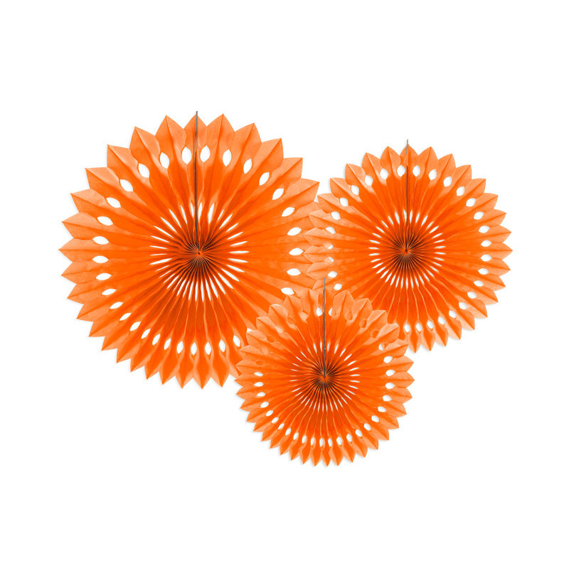 Decorative Rosettes, Orange, 20-30cm (1 pkt / 3 pc.)