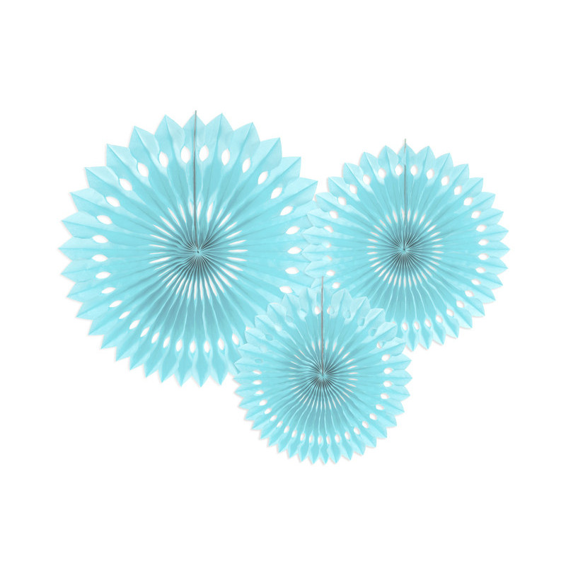 Decorative Rosettes, Light Blue, 20-30cm (1 pkt / 3 pc.)