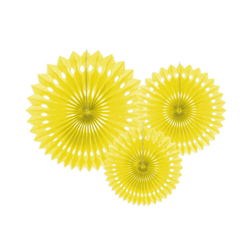 Decorative Rosettes, Yellow, 20-30cm (1 pkt / 3 pc.)