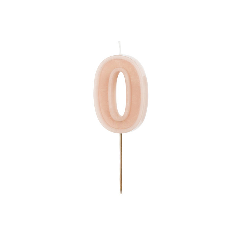 Birthday candle Number 0, dusty rose, 6 cm