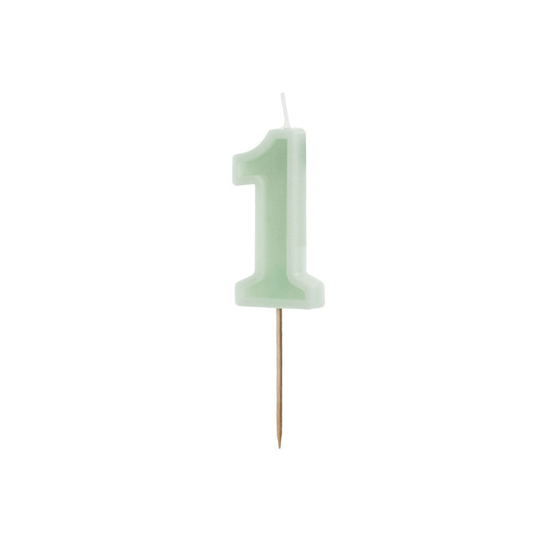 Birthday candle Number 1, green, 6 cm