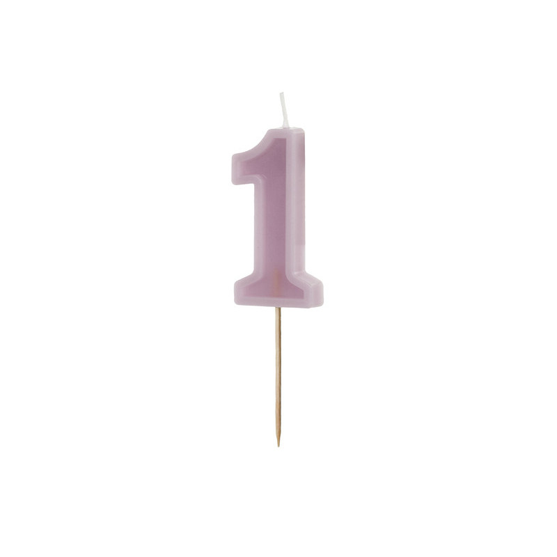 Birthday candle Number 1, violet, 6 cm