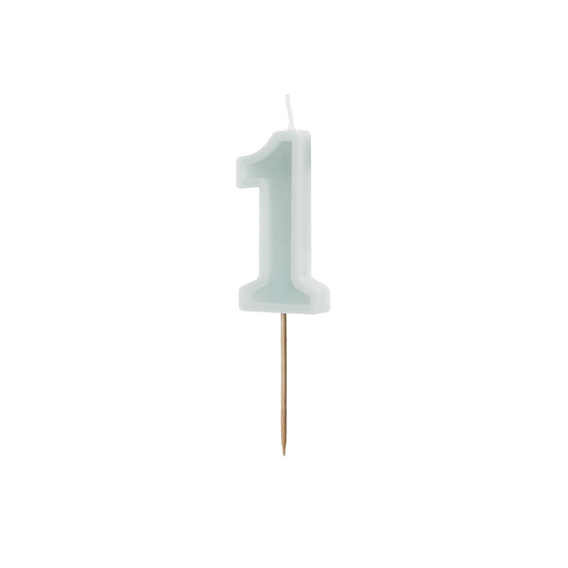 Birthday candle Number 1, light mint, 6 cm