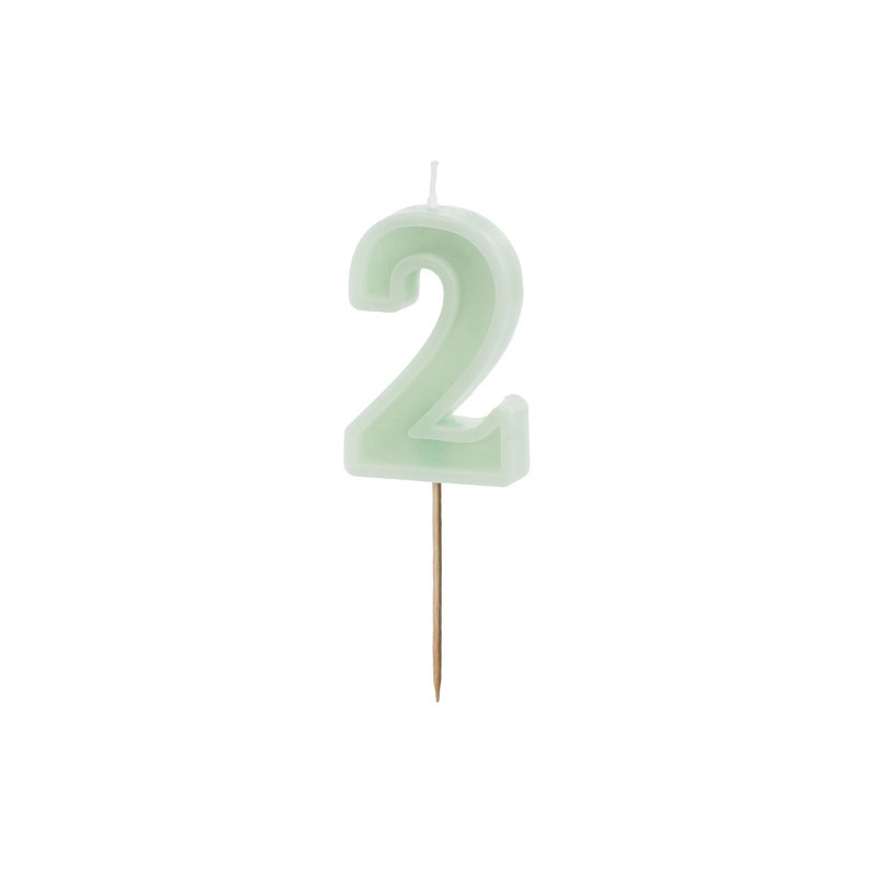 Birthday candle Number 2, green, 6 cm