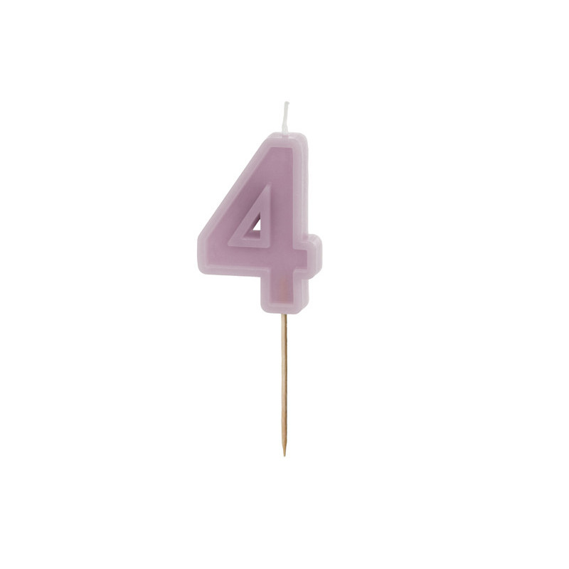 Birthday candle Number 4, violet, 6 cm