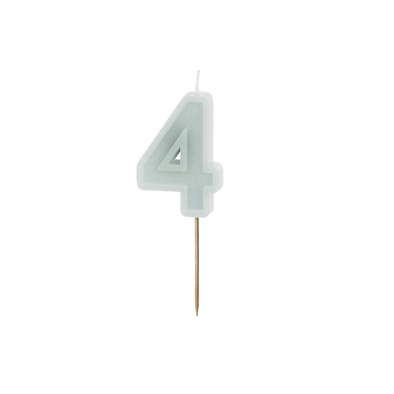 Birthday candle Number 4, light mint, 6 cm