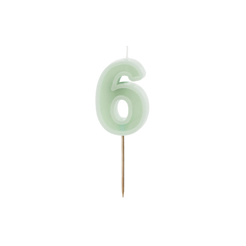 Birthday candle Number 6, green, 6 cm