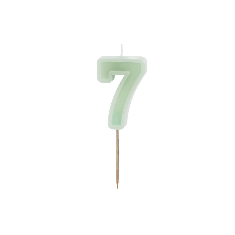 Birthday candle Number 7, green, 6 cm