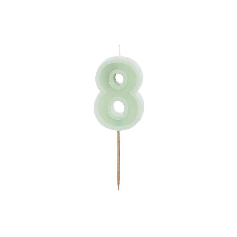 Birthday candle Number 8, green, 6 cm