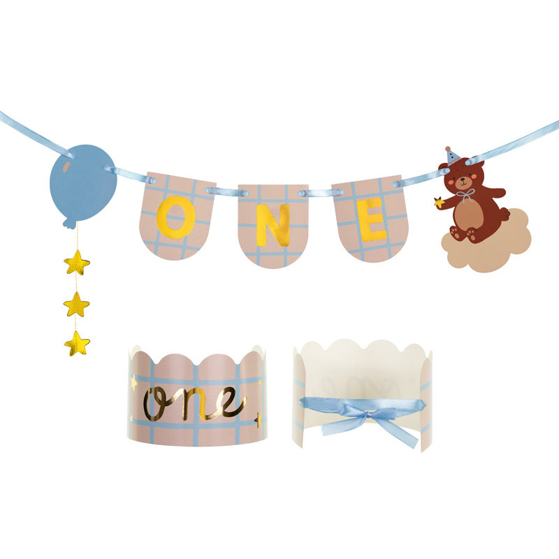 Chair banner and crown Teddy Bear, 50x20.5 cm, mix