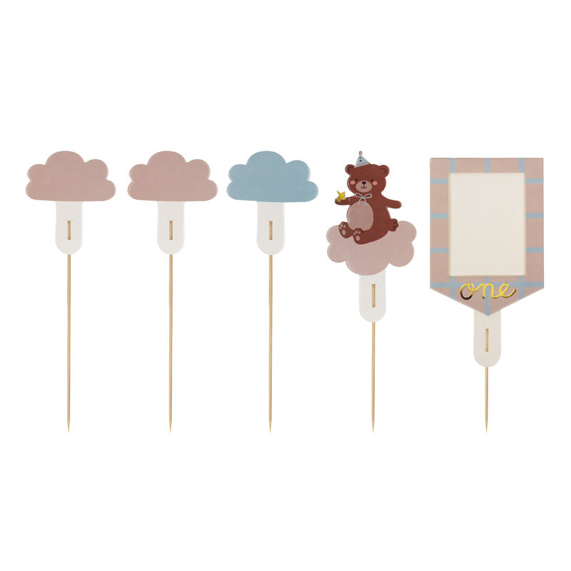 Cake Toppers Teddy Bear, Mix, 12-14 cm (1 pkt / 5 pc.)