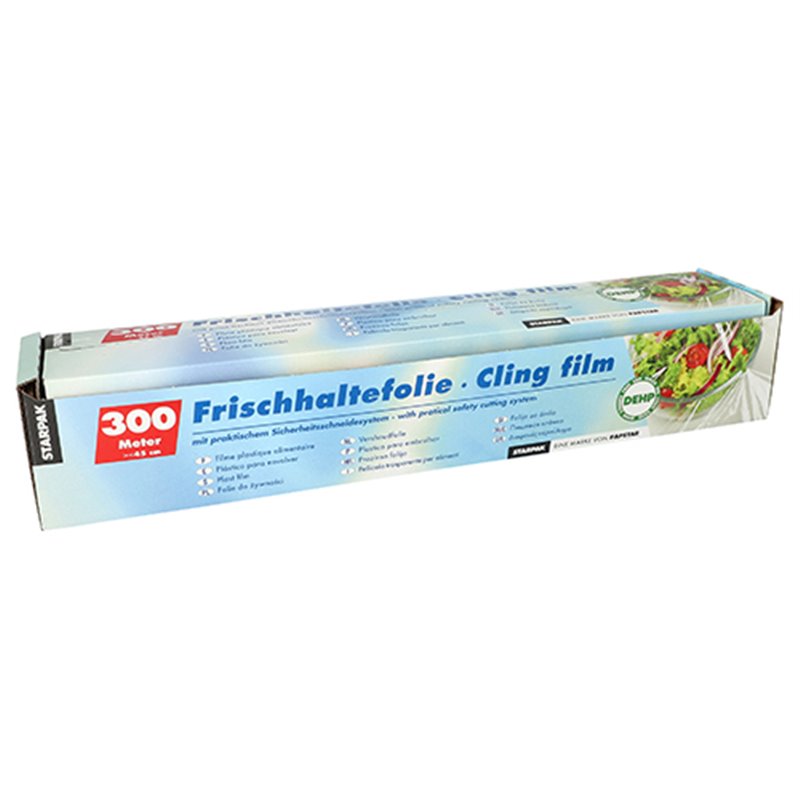 Husholdningsfilm med praktisk sikkerhedsskæresystem Cut-box 45 cm x 300 m PVC