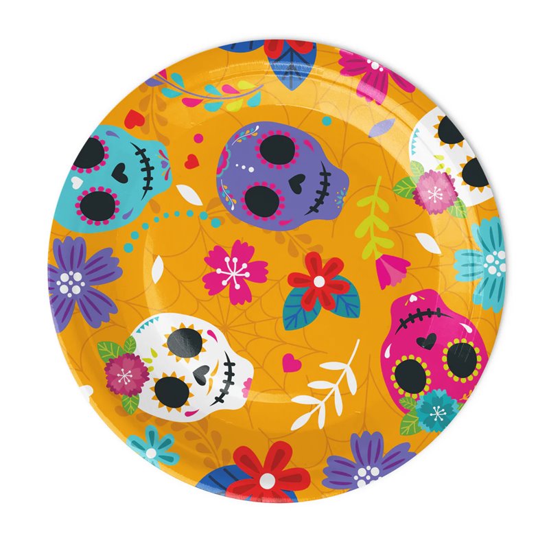 6 stk Paptallerkner Mexicanske Halloween 18 cm