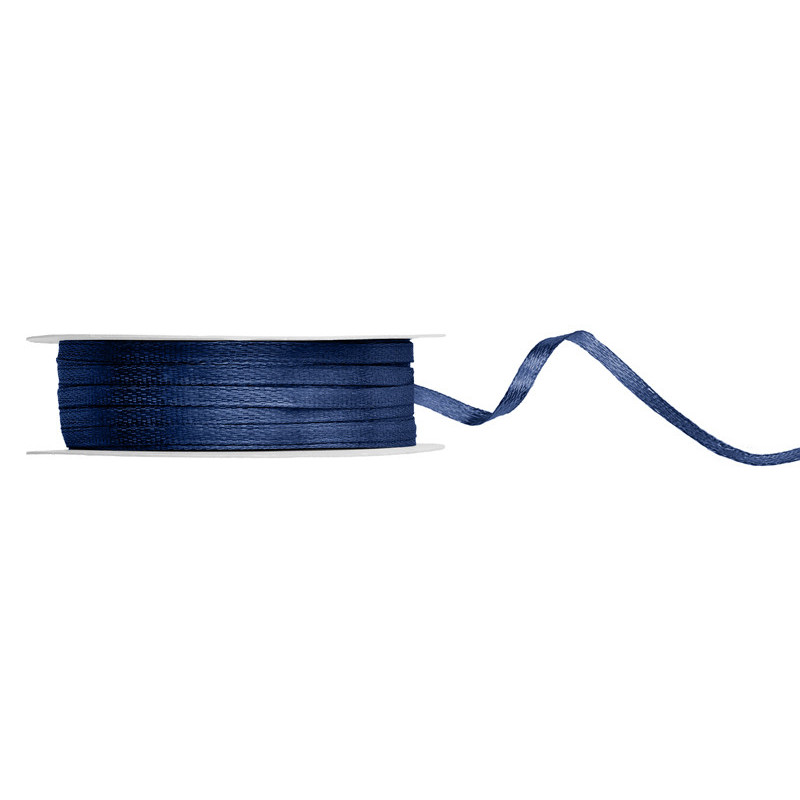 50 meter Satinbånd Navy blue, bred 3 mm, ideelt til gaveindpakning og kreative projekter