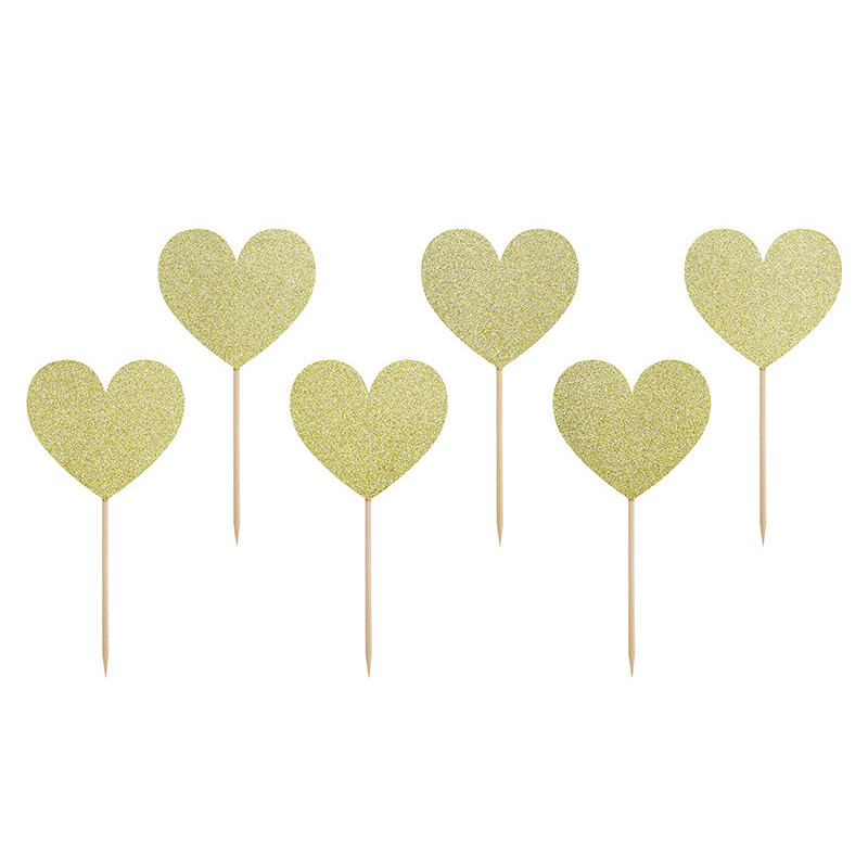 Cupcake toppers Sweet Love - Hearts (1 pkt / 6 pc.)