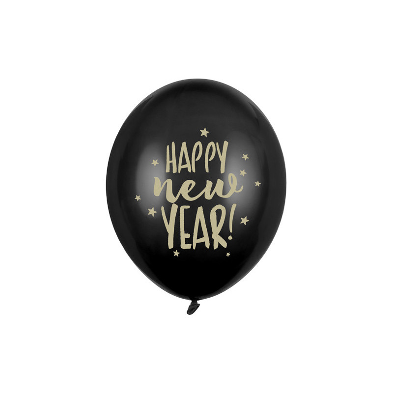 50 stk. Balloons 30cm, Happy New Year, Pastel Black (1 pkt / 50 pc.)"