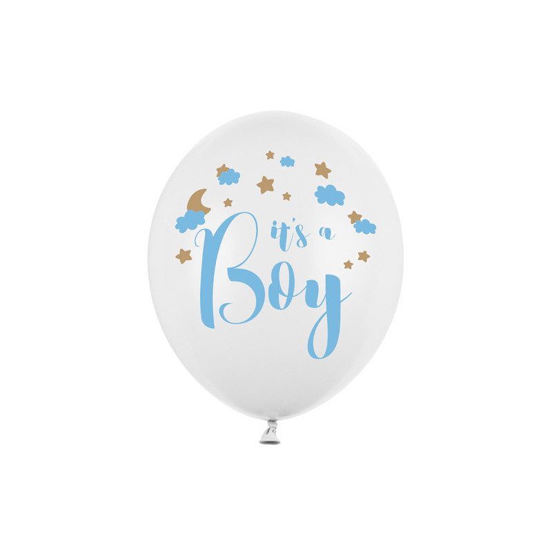 50 stk. Balloons 30cm, It's a Boy, Pastel Pure White (1 pkt / 50 pc.)"