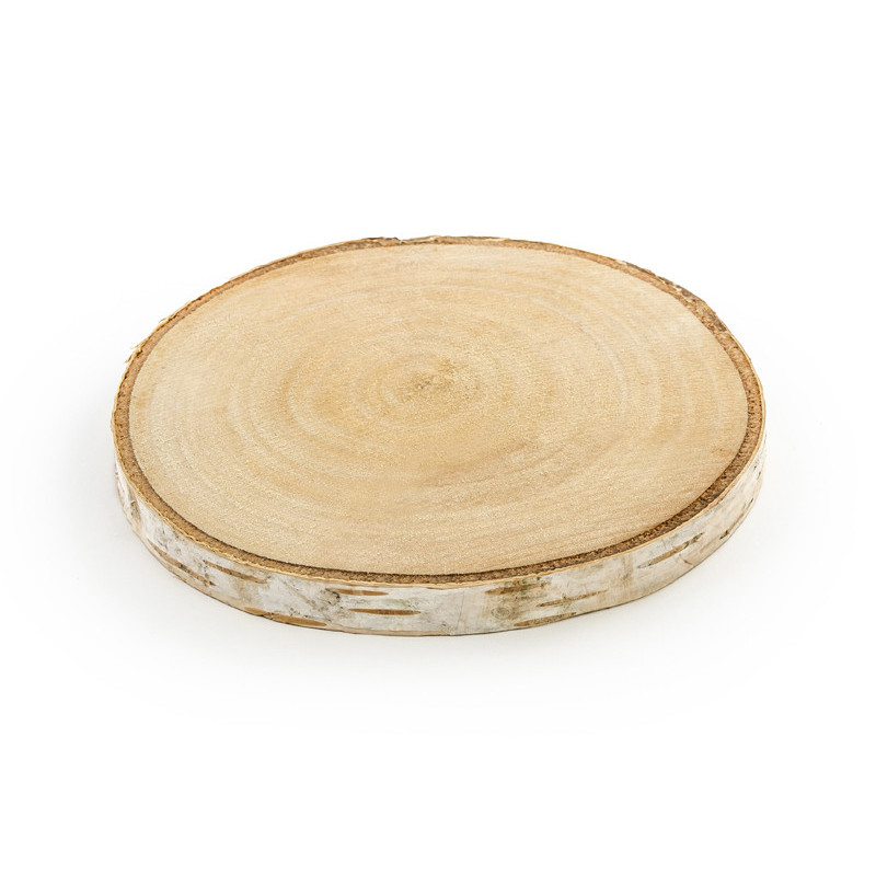 2 stk. naturlige træskiver, diameter 10-12 cm, højde ca. 1 cm, rustik borddækning