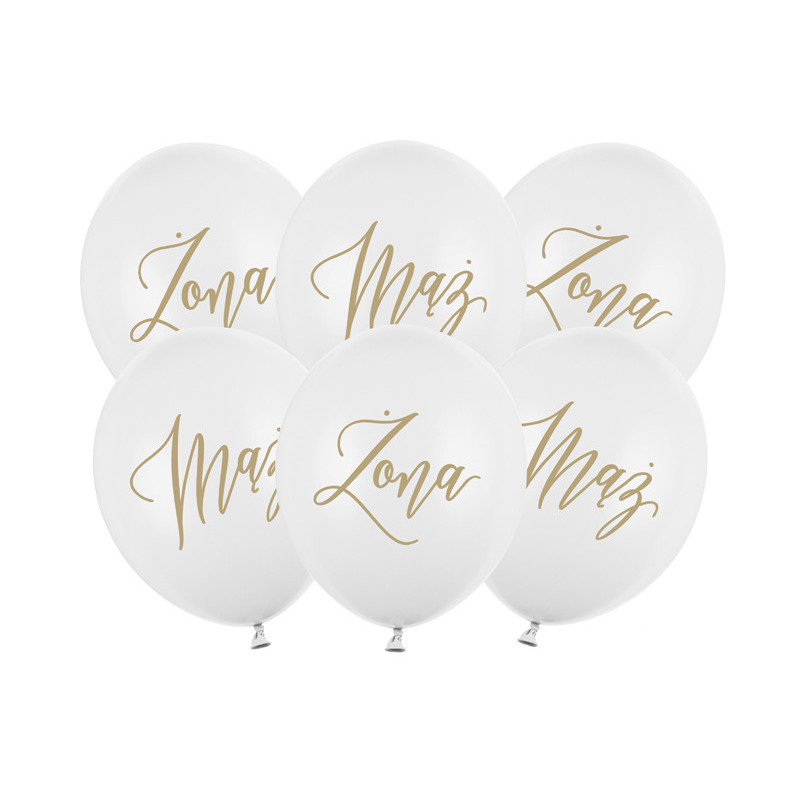 6 stk. Balloons 30cm, Żona, Mąż, Pastel Pure White (1 pkt / 6 pc.)"