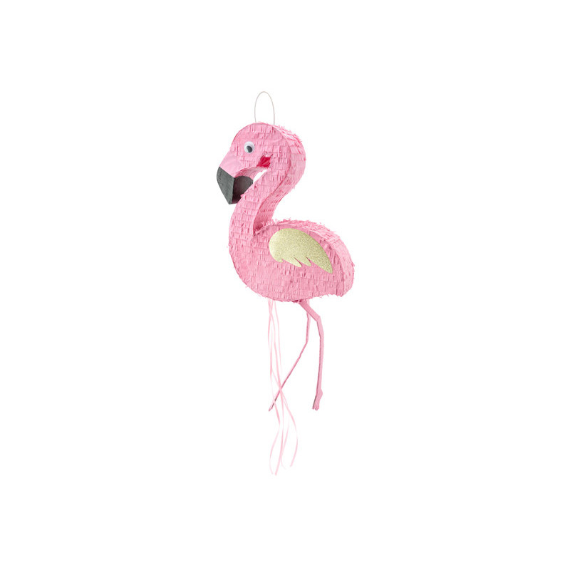 1 stk. Festlig flamingo pinata i farverigt design, 25x55x8cm, klar til godbidder