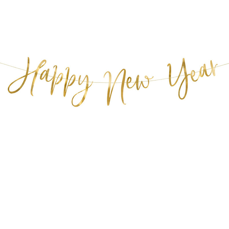 Happy New Year banner - Guld 18 x 66 cm