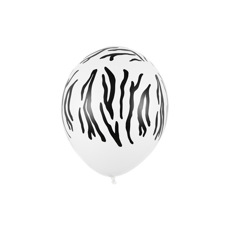 50 stk. Pastelhvide zebra balloner, stærke og 30 cm i diameter