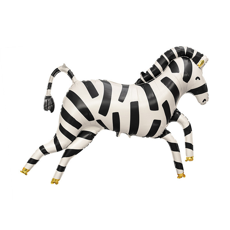 1 stk. Zebra folieballon 115x85 cm - genanvendelig med automatisk lukkesystem til helium eller luft