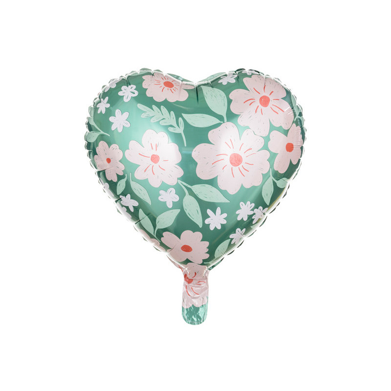 Hjerte med blomster 18" folieballon