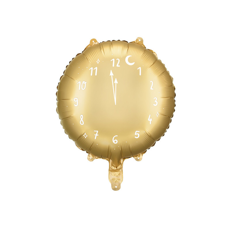 1 stk. Ur 18" folieballon i guld fra PartyDeco, genanvendelig og velegnet til helium eller luft.