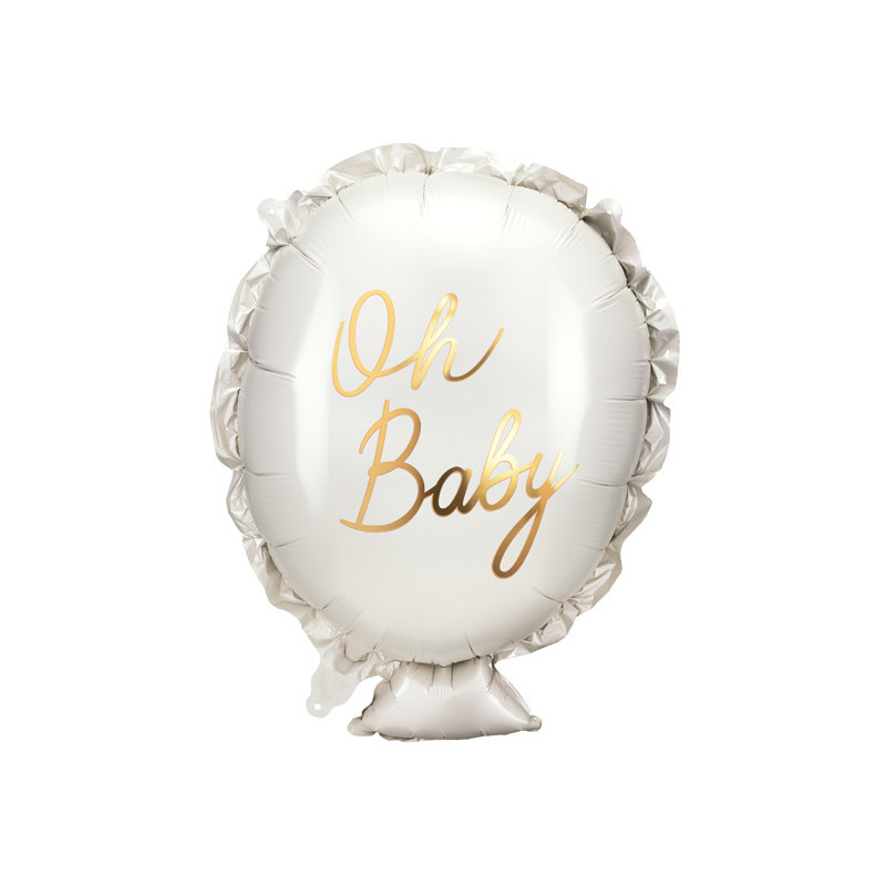 1 stk. Farverig "Oh Baby" folieballon til babyshower eller barnedåb, 53x69 cm før oppustning