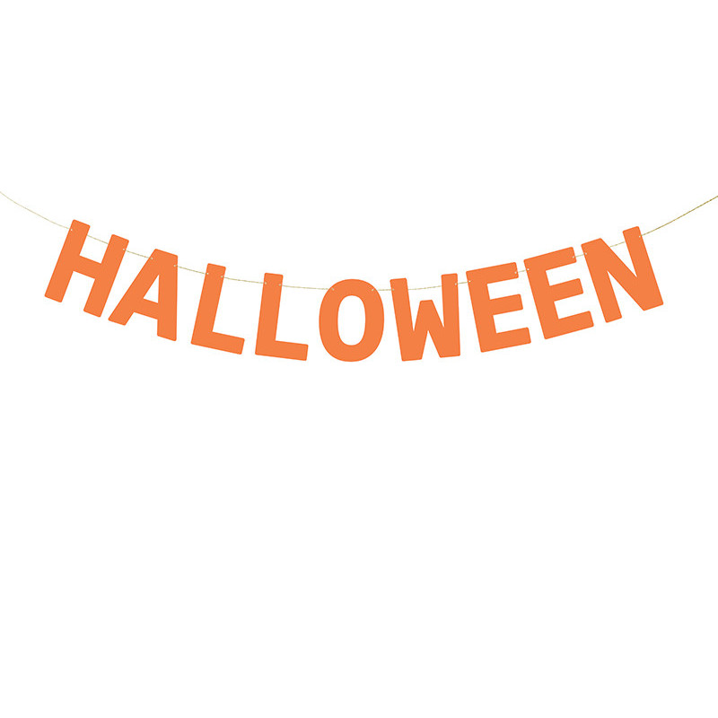 1 stk. Selvklæbende halloween banner i orange farve, 2.5 meter lang