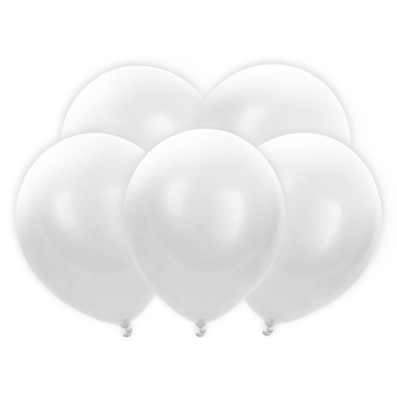 5 stk. Hvide Balloner 12" med skiftende farver LED lys  Kan bruges til Helium